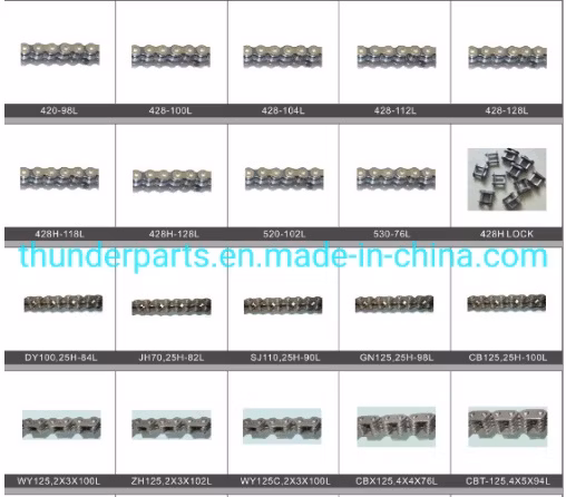 Steel Motorcycle Chain/Cadena De Tiempo/Motor/Traccion/Timing Chain/Moto Repuestos 25h/2X3/3X4/420/428/428h 530